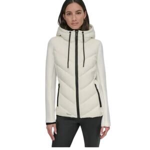 🤍 DKNY Mix Media‎ Scooba Puffer Jacket - WHITE (NWT)